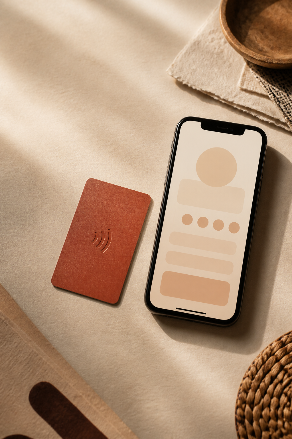 Carte NFC posée à côté d’un téléphone